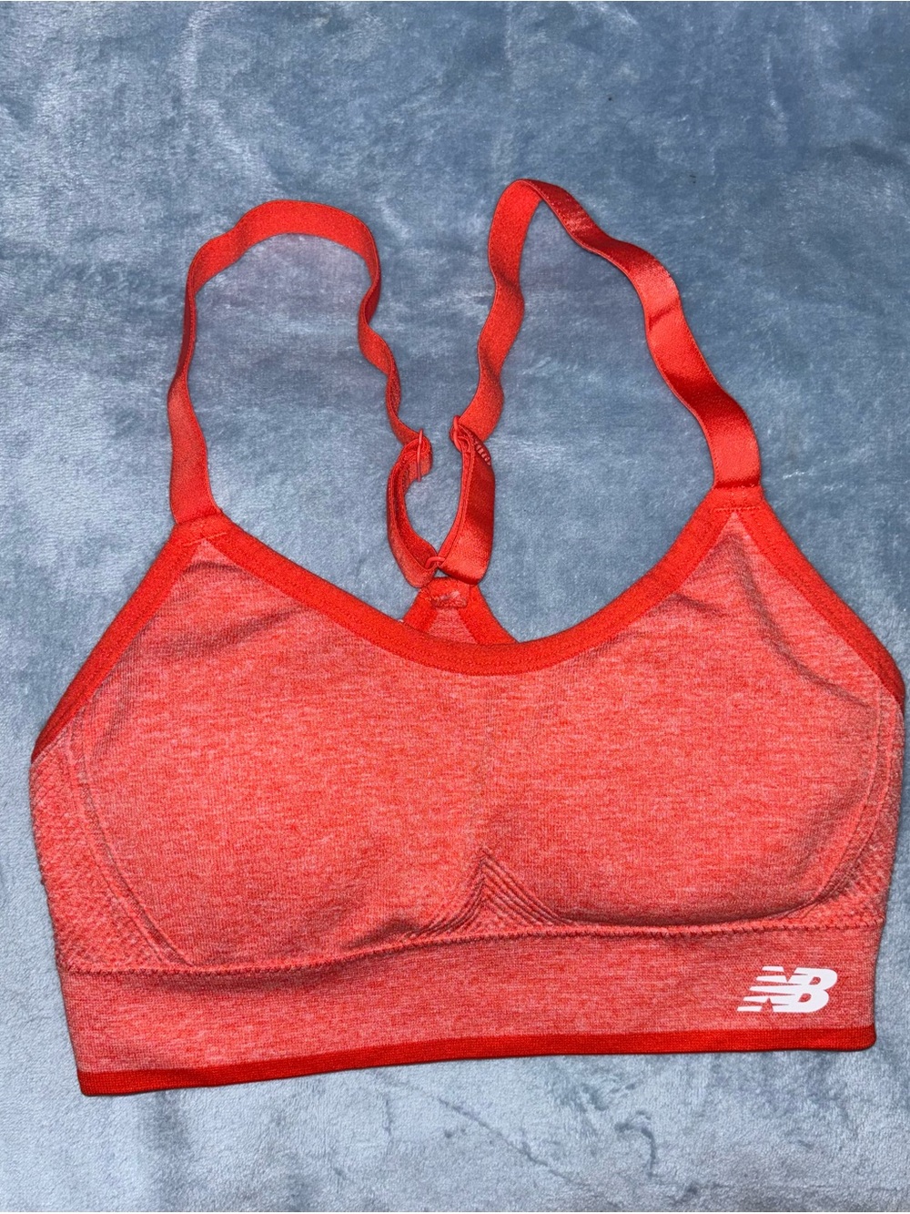 New Balance Coral Red Seamless Sports Bra with Racerback